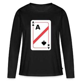As de pique Carte à jouer Carte de poker - T-shirt manches longues Premium bio Femme - noir - Devant - Julia (174cm)