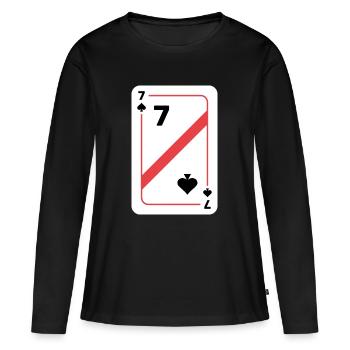 Sept piques Carte à jouer Carte de poker - T-shirt manches longues Premium bio Femme - noir - Devant - Julia (174cm)