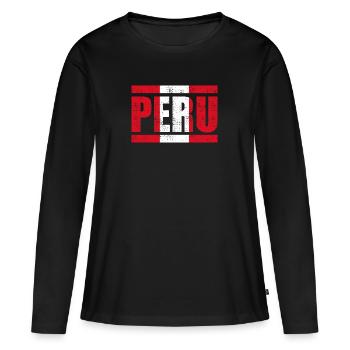 Pérou - T-shirt manches longues Premium bio Femme - noir - Devant - Julia (174cm)