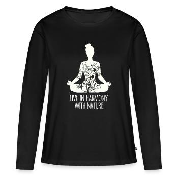 Leben im Einklang mit der Natur - Frauen Premium Bio Langarmshirt - Schwarz - Vorne - Julia (174cm)