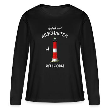 Kultiger Leuchtturm Pellworm, Nordsee, Abschalten - Frauen Premium Bio Langarmshirt - Schwarz - Vorne - Julia (174cm)