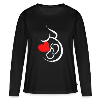 Grossesse Bébé Coeur Bébé Ventre Grossesse - T-shirt manches longues Premium bio Femme - noir - Devant - Julia (174cm)