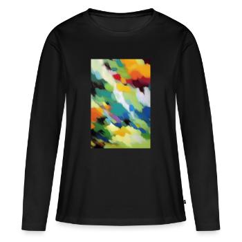 Muster und Formen - Frauen Premium Bio Langarmshirt - Schwarz - Vorne - Julia (174cm)