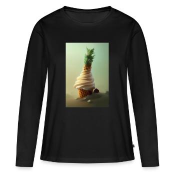 Eiscreme - Frauen Premium Bio Langarmshirt - Schwarz - Vorne - Julia (174cm)