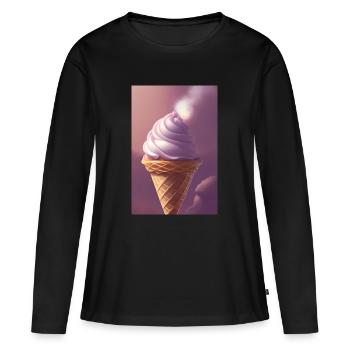 Eiscreme - Frauen Premium Bio Langarmshirt - Schwarz - Vorne - Julia (174cm)