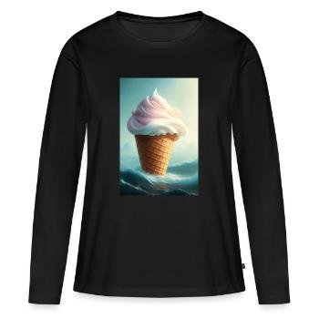 Eiscreme - Frauen Premium Bio Langarmshirt - Schwarz - Vorne - Julia (174cm)