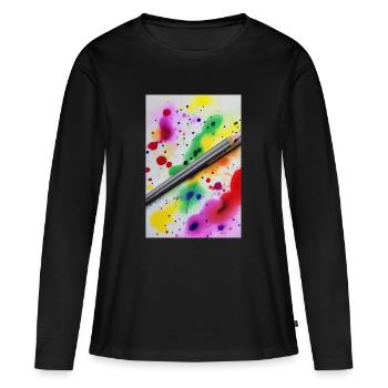 Éclaboussures de peinture - T-shirt manches longues Premium bio Femme - noir - Devant - Julia (174cm)