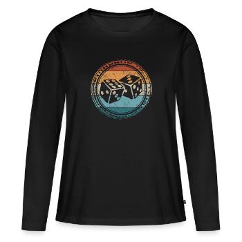 Cube rétro - T-shirt manches longues Premium bio Femme - noir - Devant - Julia (174cm)