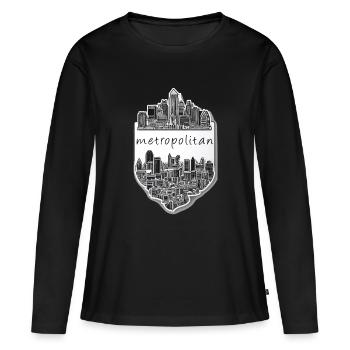 Métropolitain - T-shirt manches longues Premium bio Femme - noir - Devant - Julia (174cm)