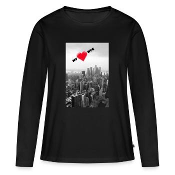 Mon amour NYC - T-shirt manches longues Premium bio Femme - noir - Devant - Julia (174cm)