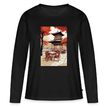 Asian Coffee - Women's Premium Organic Long Sleeve Shirt - black - Front - Julia (174cm)