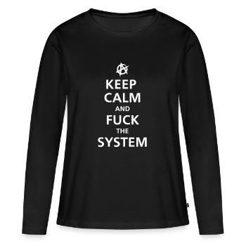 RESTEZ CALME ET EMMERDEZ LE SYSTÈME - T-shirt manches longues Premium bio Femme - noir - Devant - Julia (174cm)