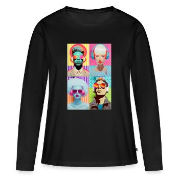 Musique Pop Art - T-shirt manches longues Premium bio Femme - noir - Devant - Julia (174cm)