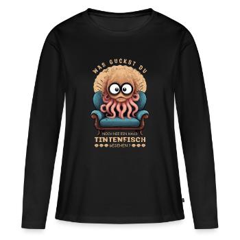 Calmar drôle - T-shirt manches longues Premium bio Femme - noir - Devant - Julia (174cm)