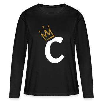 Lettre C - initiale lettre C - T-shirt manches longues Premium bio Femme - noir - Devant - Julia (174cm)