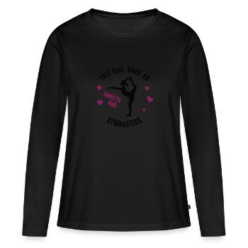 Turn Spruch This Girl Runs On Sweets And Gymnastic - Frauen Premium Bio Langarmshirt - Schwarz - Vorne - Julia (174cm)