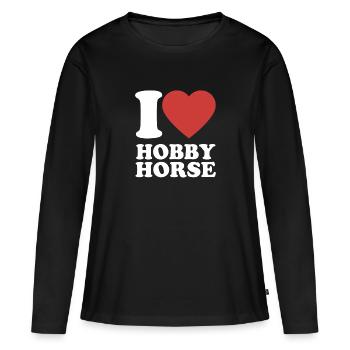 J’aime hobby cheval - Coeur - Hobby - T-shirt manches longues Premium bio Femme - noir - Devant - Julia (174cm)