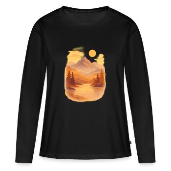 Lueur de la montagne - T-shirt manches longues Premium bio Femme - noir - Devant - Julia (174cm)