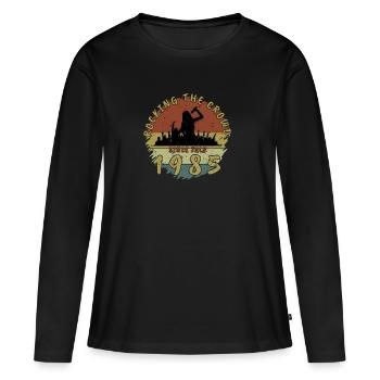 40. Geburtstag Rocking the crowd SNG 07/1985 - Frauen Premium Bio Langarmshirt - Schwarz - Vorne - Julia (174cm)