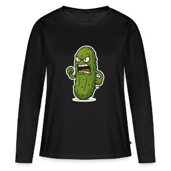 Attaque du concombre - T-shirt manches longues Premium bio Femme - noir - Devant - Julia (174cm)