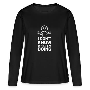 Expression confuse sprint pour l’humour et l’expression - T-shirt manches longues Premium bio Femme - noir - Devant - Julia (174cm)