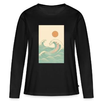 Une photo estivale au bord de la mer - T-shirt manches longues Premium bio Femme - noir - Devant - Julia (174cm)