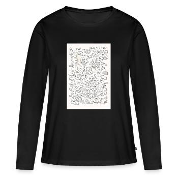 Labyrinthe rétro - T-shirt manches longues Premium bio Femme - noir - Devant - Julia (174cm)
