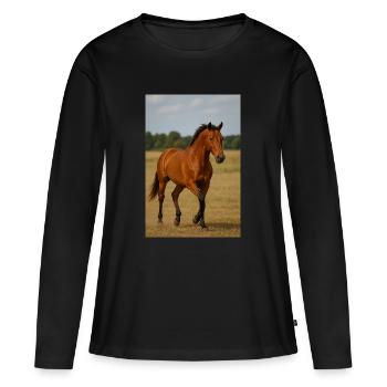 L’élégance en mouvement - T-shirt manches longues Premium bio Femme - noir - Devant - Julia (174cm)