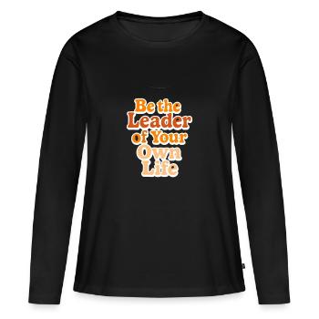 Conception de textes de leadership inspirants - T-shirt manches longues Premium bio Femme - noir - Devant - Julia (174cm)
