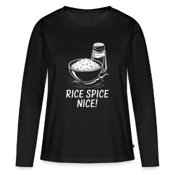 Riz frit Épices Riz chaud agréable - T-shirt manches longues Premium bio Femme - noir - Devant - Julia (174cm)