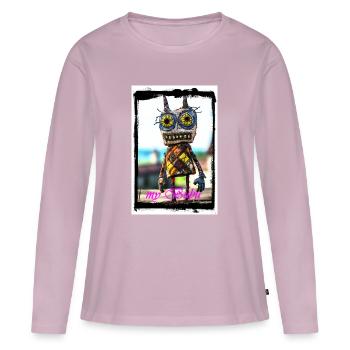 Poupée de chiffon colorée avec un visage curieux - T-shirt manches longues Premium bio Femme - rose poudré - Devant - Julia (174cm)