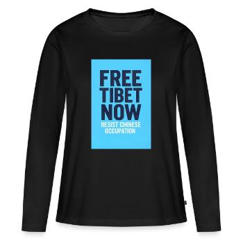 LIBÉREZ LE TIBET MAINTENANT ! Résister à l’occupation chinoise - T-shirt manches longues Premium bio Femme - noir - Devant - Julia (174cm)