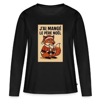Renard festif de Noël en costume de Père Noël - T-shirt manches longues Premium bio Femme - noir - Devant - Julia (174cm)