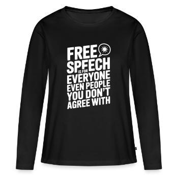 La liberté d’expression est pour tout le monde, même pour les gens que vous n’aimez pas - T-shirt manches longues Premium bio Femme - noir - Devant - Julia (174cm)