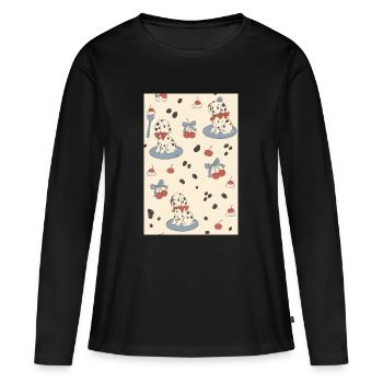 Chiots Dalmatien Charme Cerises - T-shirt manches longues Premium bio Femme - noir - Devant - Julia (174cm)