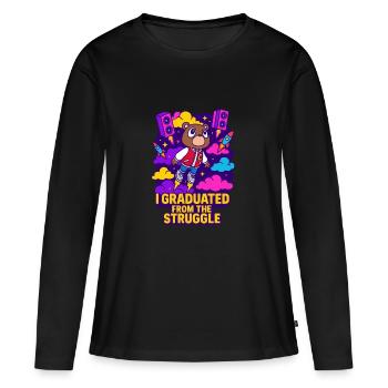 College Dropout - Frauen Premium Bio Langarmshirt - Schwarz - Vorne - Julia (174cm)