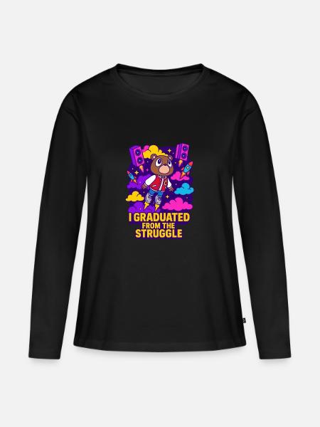 College Dropout - Frauen Premium Bio Langarmshirt - Schwarz