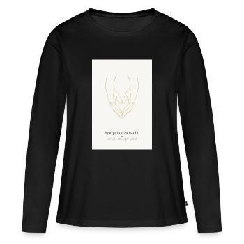 La sympathie surgit – avant que vous ne parliez - T-shirt manches longues Premium bio Femme - noir - Devant - Julia (174cm)
