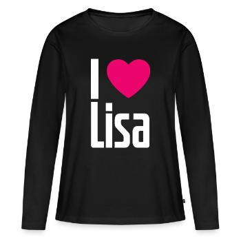J’aime Lisa Cœur Rose J’aime Lisa - T-shirt manches longues Premium bio Femme - noir - Devant - Julia (174cm)