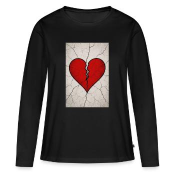 Cœur brisé - T-shirt manches longues Premium bio Femme - noir - Devant - Julia (174cm)
