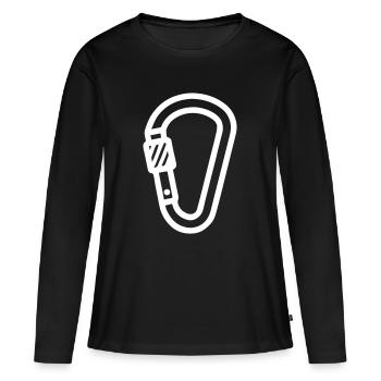 Karabiner Symbol Klettern - Frauen Premium Bio Langarmshirt - Schwarz - Vorne - Julia (174cm)