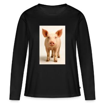 Cochon pastel - T-shirt manches longues Premium bio Femme - noir - Devant - Julia (174cm)