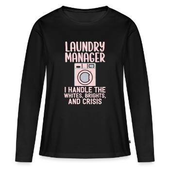 Responsable de la machine à laver : crise de la blanchisserie - T-shirt manches longues Premium bio Femme - noir - Devant - Julia (174cm)
