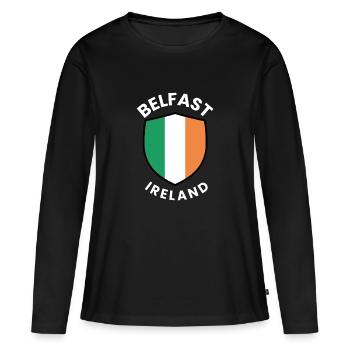 Bouclier de Belfast d’Irlande - T-shirt manches longues Premium bio Femme - noir - Devant - Julia (174cm)