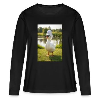 Spa-Ente mit Sonnenbrille - Frauen Premium Bio Langarmshirt - Schwarz - Vorne - Julia (174cm)