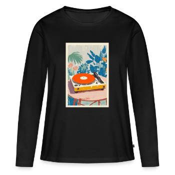 Tropical Turntable Vibe - T-shirt manches longues Premium bio Femme - noir - Devant - Julia (174cm)