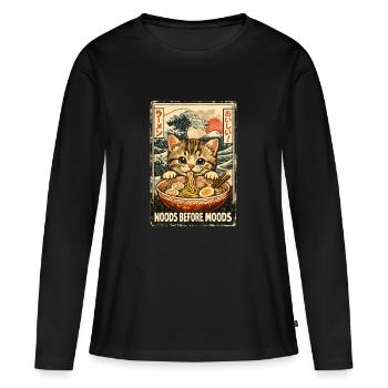 Maneki Neko Fortune Ramen - T-shirt manches longues Premium bio Femme - noir - Devant - Julia (174cm)