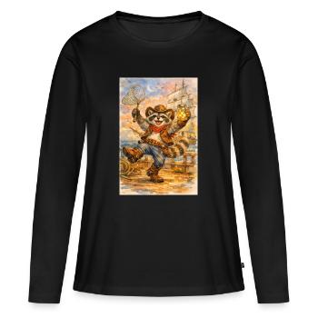 Raccoon cowboy with firefly jar - Women's Premium Organic Long Sleeve Shirt - black - Front - Julia (174cm)