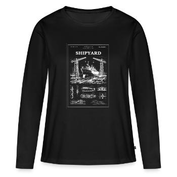 Shipyard Cranes & Ship - Women's Premium Organic Long Sleeve Shirt - black - Front - Julia (174cm)