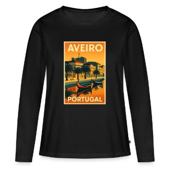 Aveiro Portugal – Retro Travel Poster Channels - Women's Premium Organic Long Sleeve Shirt - black - Front - Julia (174cm)